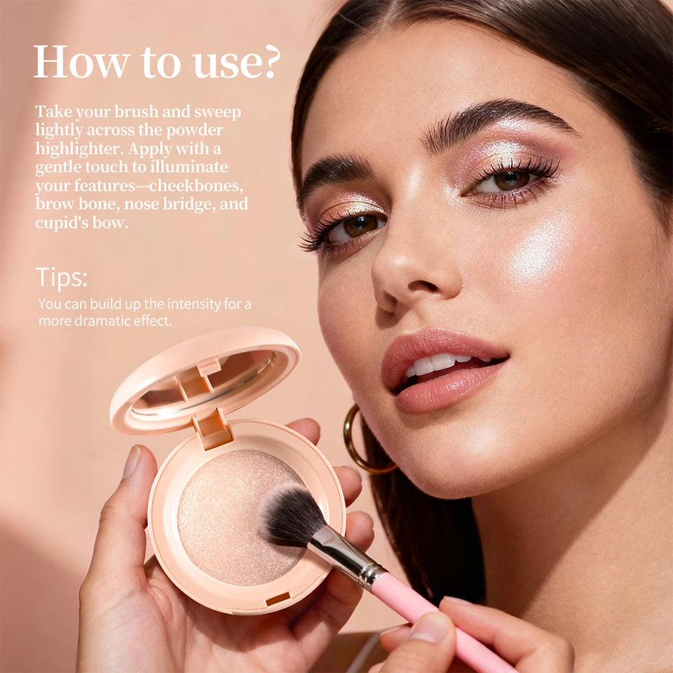 Face Highlighter Powder Instant Silky Skin Glow Long Lasting Waterproof Baked Shimmer Illuminator Makeup Contouring Glitter
