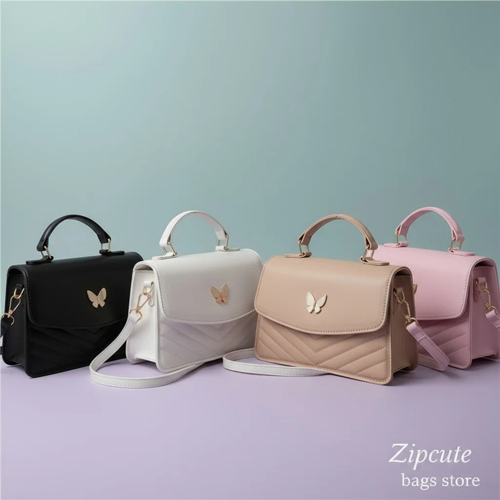 Lucky butterfly bag women's new fashion solid color simple texture trend beautiful casual shoulder messenger bag portable small