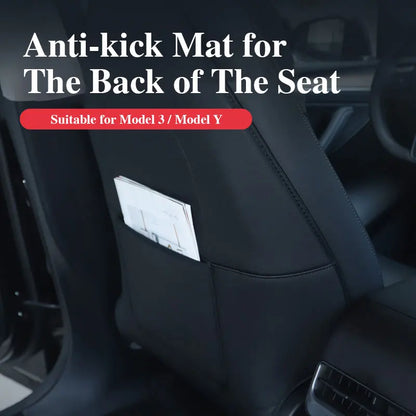 Car Seat Anti Kick Pad For Tesla Model Y Juniper Leather Full Surround Seat Back Anti Scratch Protector Car Interior Accessories