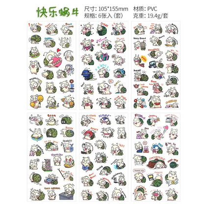 6Pieces/Set Transparent Pvc Waterproof Cartoon Sticker DIY Hand Account Decorative Stickers Kawaii Phone Cup Stickers