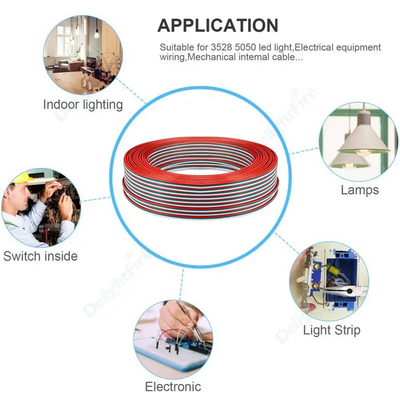 3Pin Electronic Cable Tinned Copper 18 20 22 AWG Hookup 12V Electrical Wire for WS2811 WS2812B LED Strip Lights Auto Lamp Driver