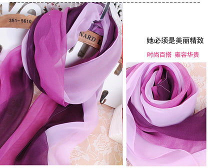 Fashion Four Seasons Women Plain Color Thin Soft Beach Thin Silky Georgette Scarf Shawls Long Wraps Beach Sunscreen Hijab