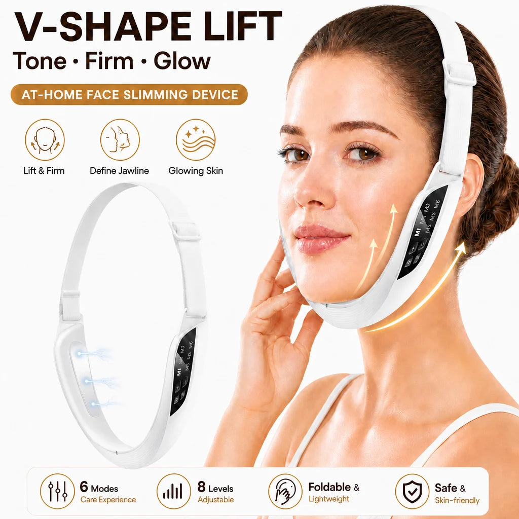 Electric V Face Lifting Beauty Device 6 Modes 8 Levels Facial Firming Massager Double Chin Removal Skin Care Tool