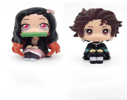 Anime Demon Slayer Figure Kamado Nezuko Kamado Tanjirou Kawaii Q version Action Figural PVC Model Toys Gift