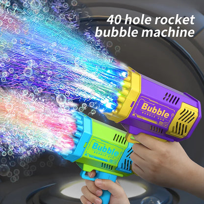 40 hole handheld massive foaming space light bubble machine electric children's toys without battery without bubble water