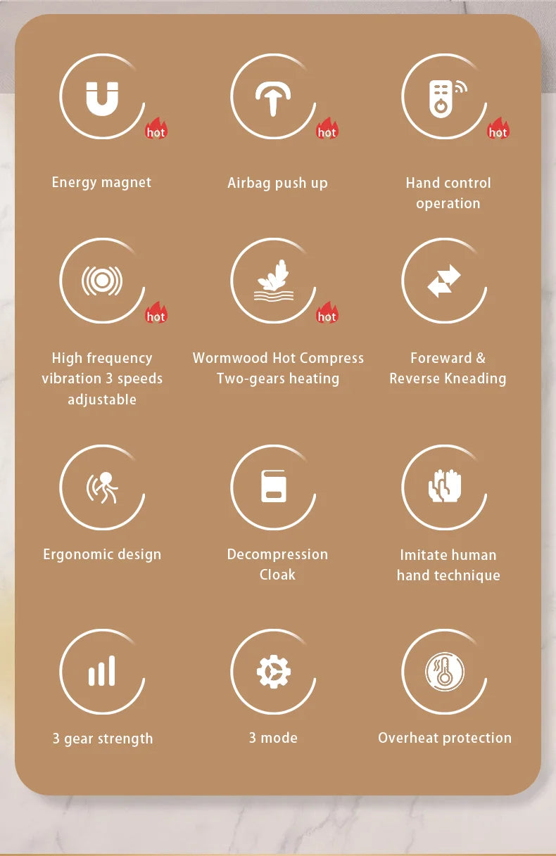 Electric Cervical Pillow For Neck Airbag Ttraction Shiatsu Head Body Back Waist Massager Car With Heating Vibrating Massage