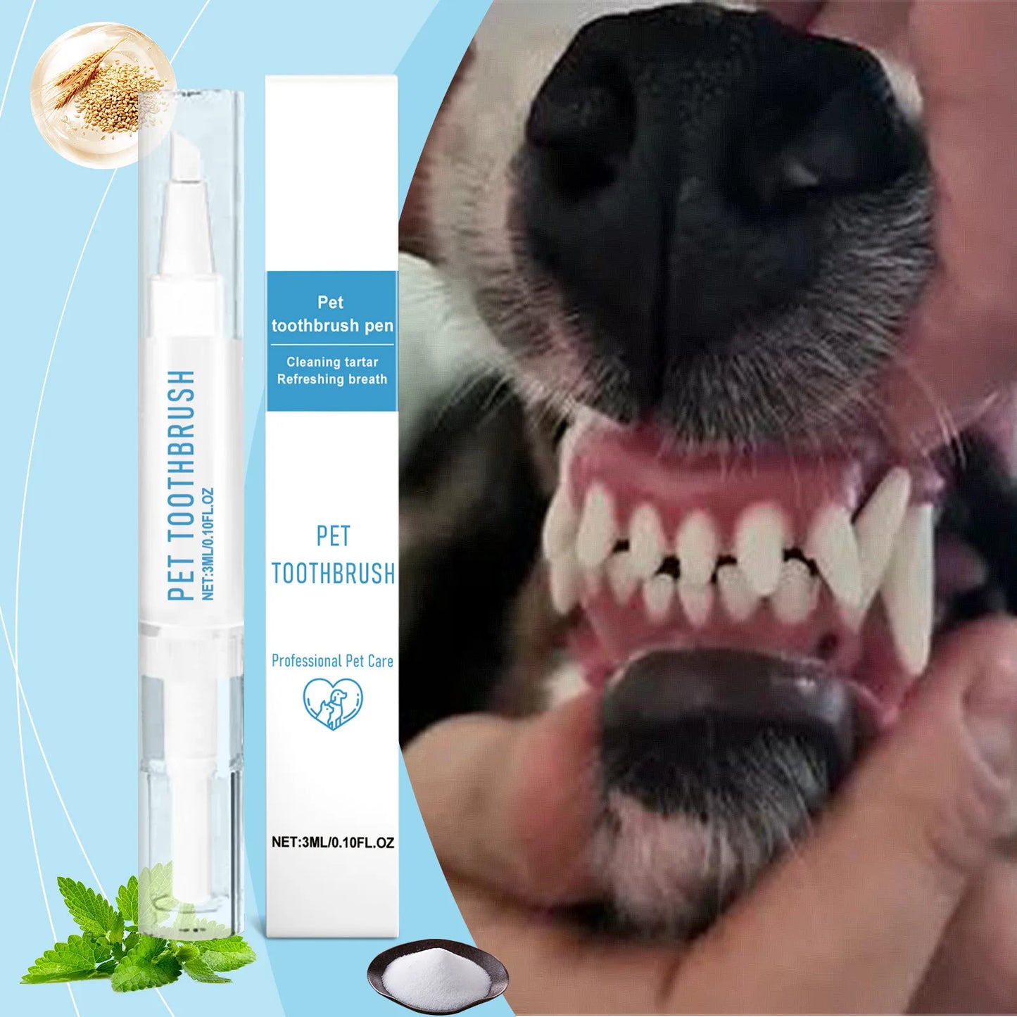 Pet Toothbrush Pen Teeth Cleaning Tool Fresh Breath Pet Toothbrush Toothpaste All-in-One Teeth Cleaning for Dogs and Cats