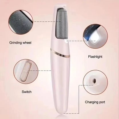 NEW in USB Electric Dead Skin Pedicure Automatic Foot Grinder Rechargeable Roller Feet Pedicure Tool with Removable Roller Heads