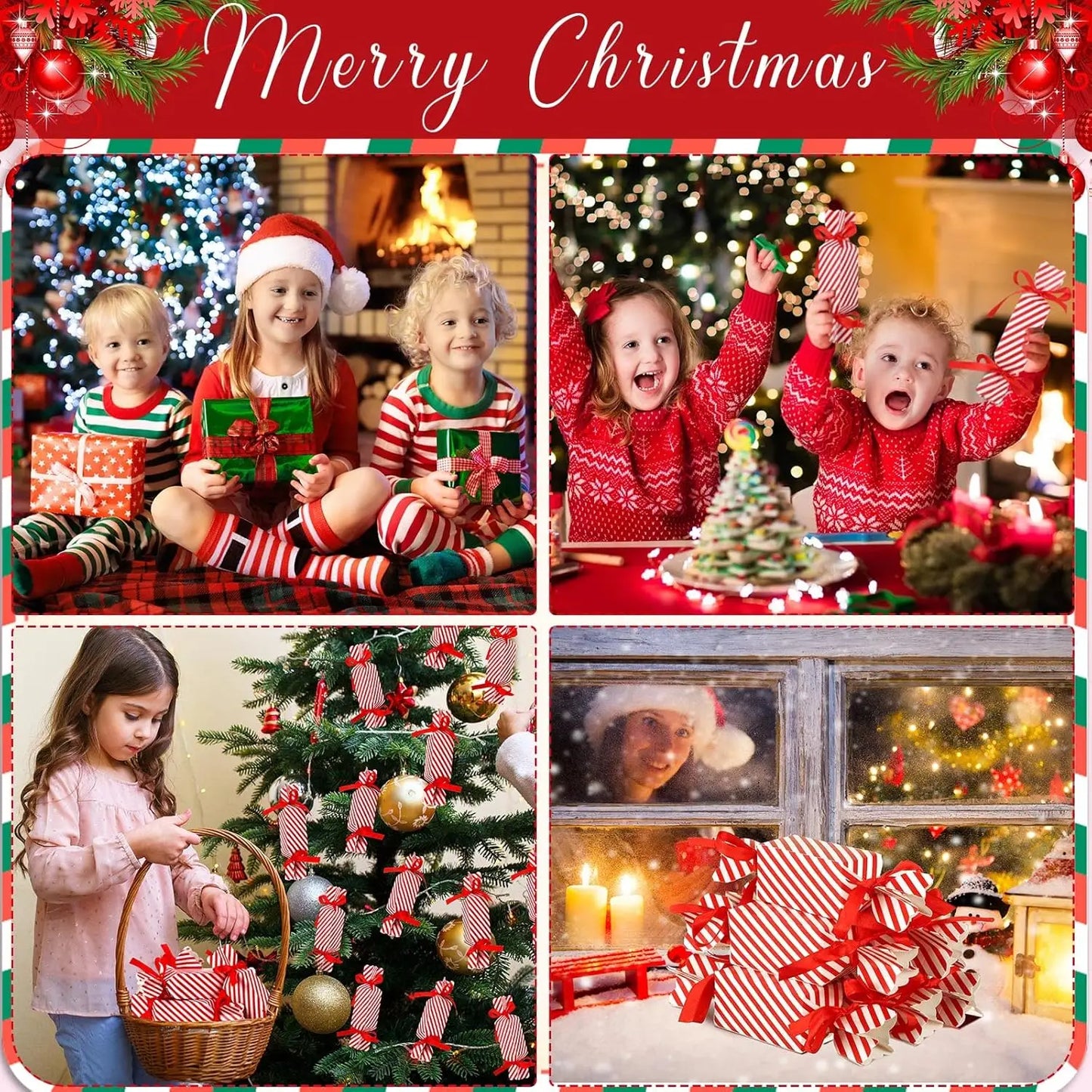 Candy Box For Christmas With Ribbons DIY Sweets Chocolate Biscuit Cookies Decoration Party Gift Xmas Wedding Paper Package Boxes