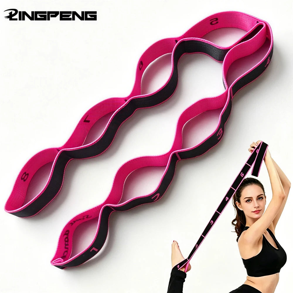 8/10 Sections Dance Resistance Band Yoga Stretching Pilates Fitness Digital Elasticity Elastic Stretch Training Tension Belt