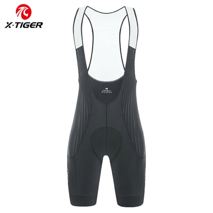 X-TIGER Men's Cycling Shorts Long Distance Riding Bib Shorts Pro Men's Cycling Shorts High Density Foam Cushion 5 CM Leg Gripper
