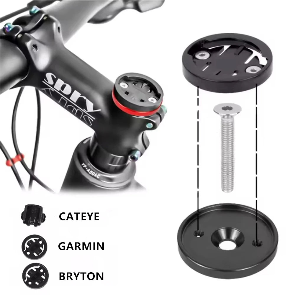 BKPTX Top Cap Computer Holder MTB Road Bike Stem For Garmin/Bryton/Cateye 28.6mm Bicycle Stopwatch GPS Speedometer Mount Bracket