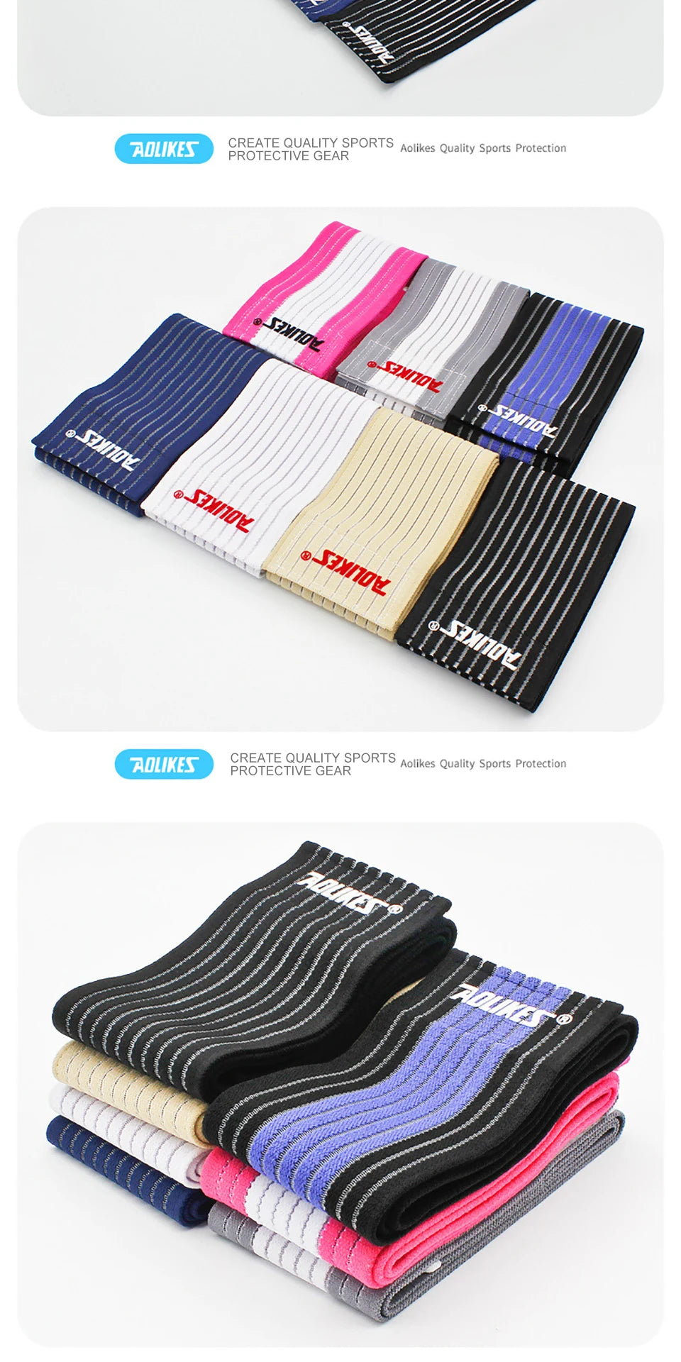 AOLIKES 1PC 40-180cm Compression Bandage Protector Knee Support Brace Sports Elastic Elbow Straps Leg Bands Bandage Workout Wrap