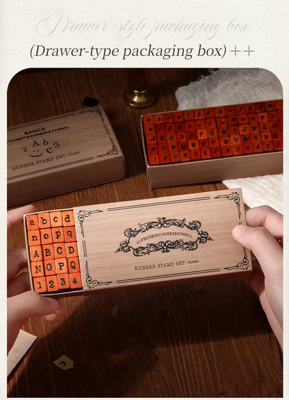 Journal GO 70pcs/set Wooden Rubber Alphabet Letter Number Stamp Set for Card Collage Junk Journal Scrapbooking DIY Standard Seal