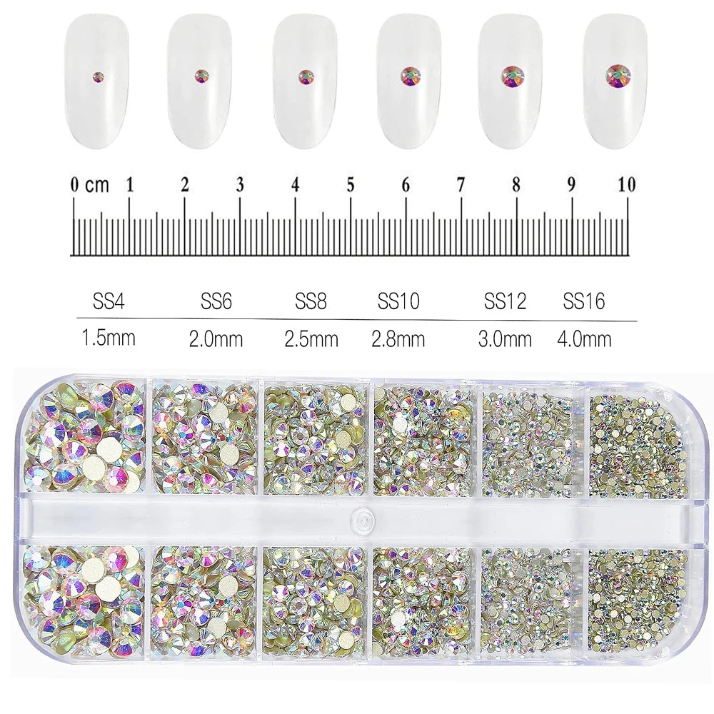 12Grids Mixed Mini Christmas Gems Nail Charms 2mm Luxury Crystal Nail Glitter Rhinestone Red/Green Flatback Christmas Nail Parts