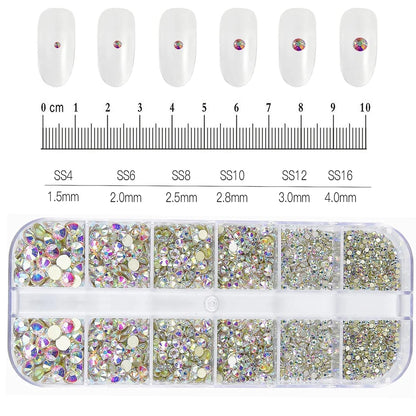 12Grids Mixed Mini Christmas Gems Nail Charms 2mm Luxury Crystal Nail Glitter Rhinestone Red/Green Flatback Christmas Nail Parts
