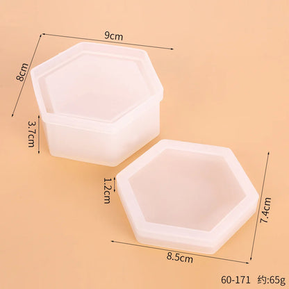 DIY Silicone Jewelry Box Mold Heart Hexagon Flower Storage Boxs Molds with Lid Epoxy Resin Mould Casting Crafting Macking Tool