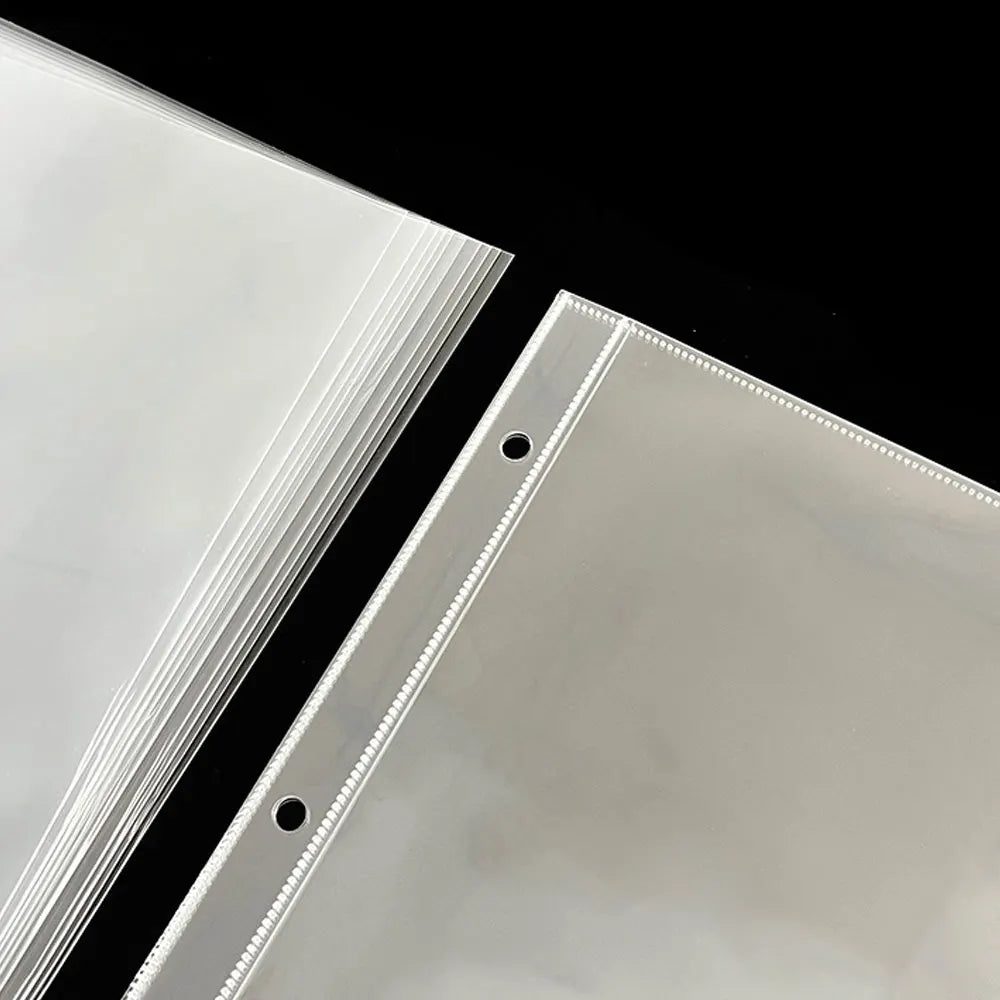 A4 Clear 10 Pcs Photo Album Refill Pages File Protector 4/11 Holes 6×4 8×10 4/11 Ring Binder Photocards Postcard Card Notebook