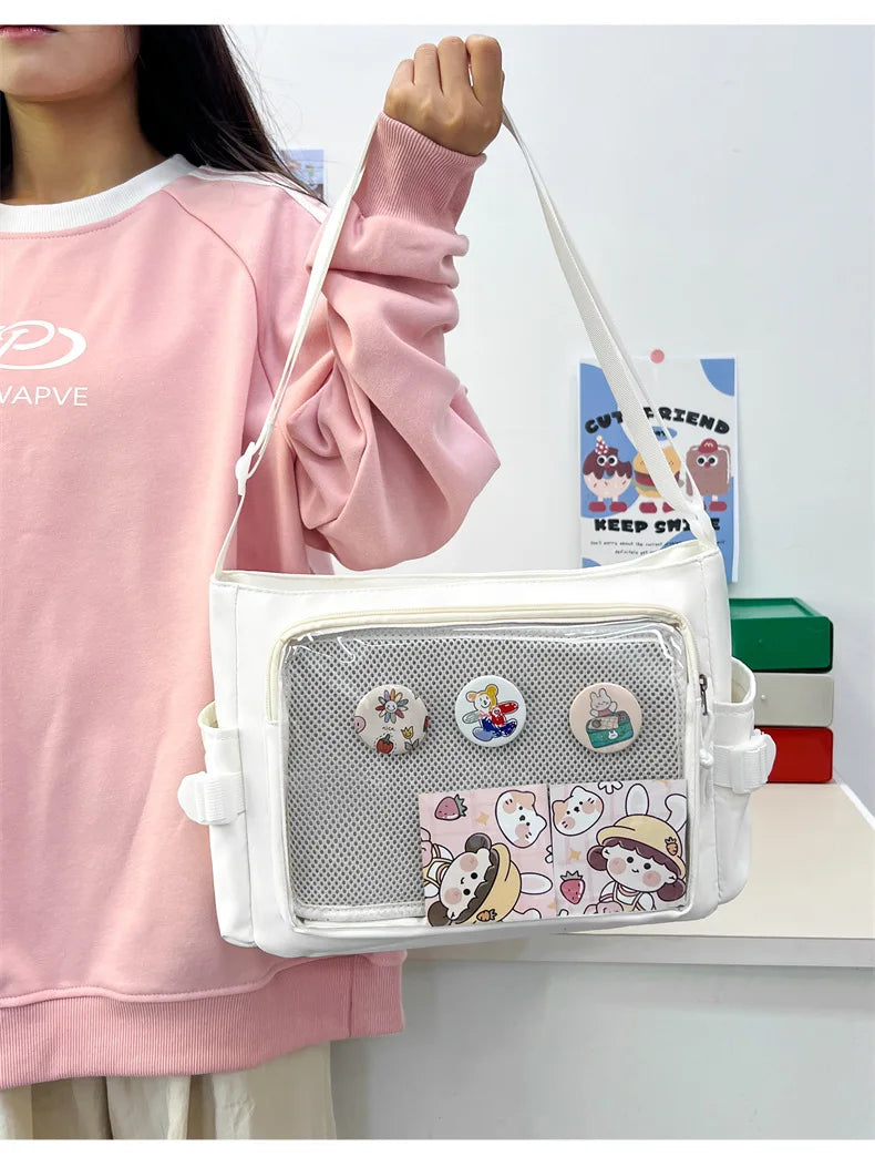 College Style Crossbody Bag with Large Capacity for Class Book Carrying Mailman Bag for Girls Casual Shoulder Crossbody Bag