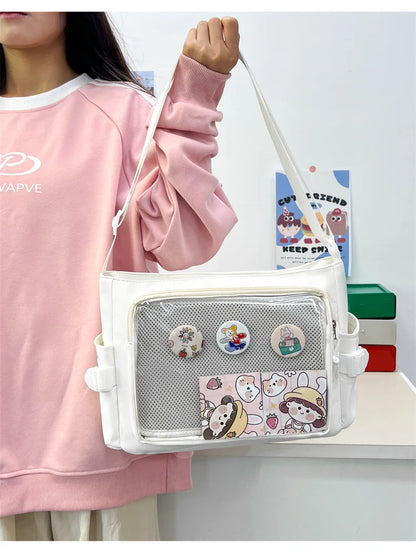 College Style Crossbody Bag with Large Capacity for Class Book Carrying Mailman Bag for Girls Casual Shoulder Crossbody Bag