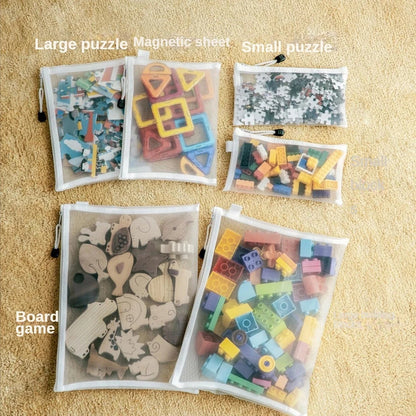 3pcs Toy storage bag 1pc building block puzzle sub-package bag children small particle zipper transparent finishing storage box