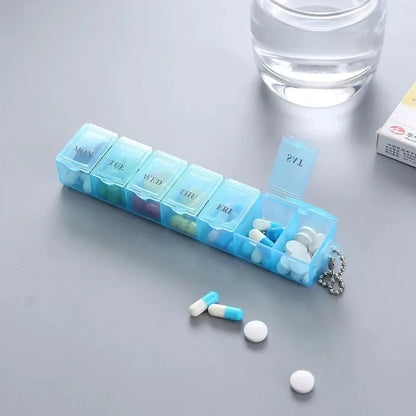 Mini Portable Transparent Medicine Box Waterproof Week-long Day-of-the-week Divider Small Pill Organizer Rectangle