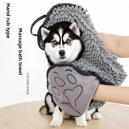 1Pcs Super Absorbent Pet Bath Towel Quick-drying Cat Towels Convenient Soft Bath Robe Dry Pet Cleaning Washcloth Dog Accessories