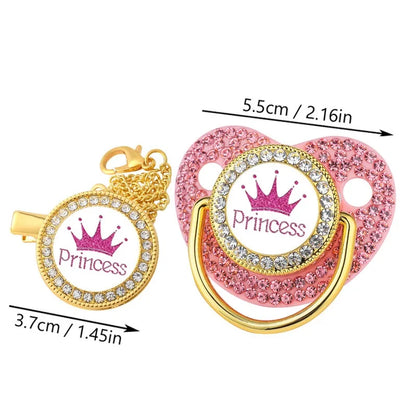 Crown Newborn Pacifier Clip Chain Baby Dummy Silicone BPA Free Toddler Teether Infant Soother Nipple Baby Shower Gift