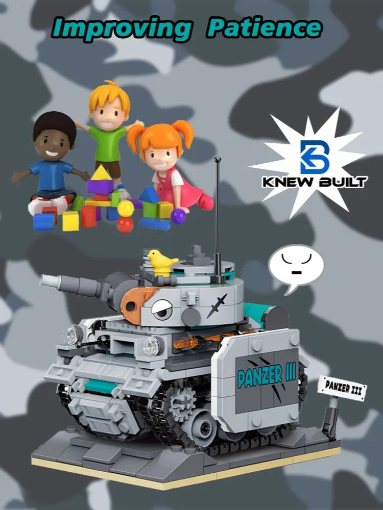 KNEW BUILT Mini Tank Building Blocks Kid Learning Toys Educational Bricks Military Model Construction Set for Children Gift