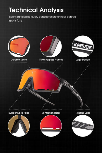 Kapvoe Cycling Glasses MTB Riding Running Sunglasses UV400 Skiing Fishing Climbing Goggles Man Woman Bike Bicycle Eyewear