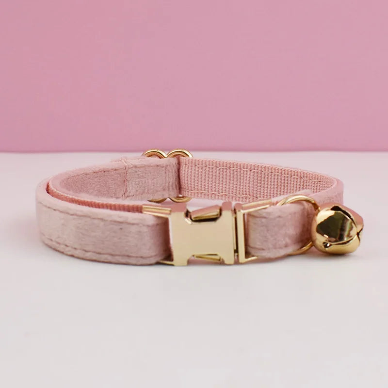 Cat Supplies Velvet Cat Collar Personalized Cat Collar with Name Plate Bell Bow tie Custom Engrave Collars for Cat