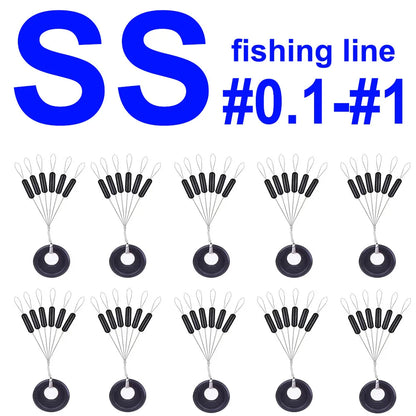 60 pcs 10 Group Rubber Silicon Space Bean Profession Fishing Float Resistance Anti-Strand fishing Line gear Connector Stopper