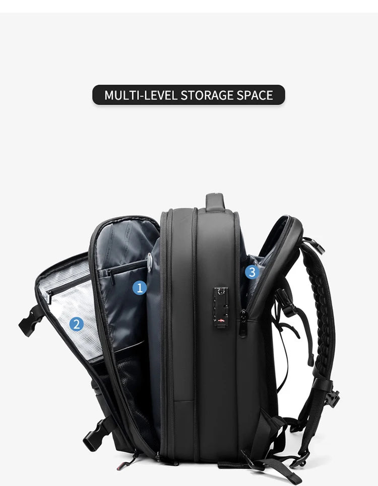 Travel Men 17 Inch Laptop Backpack Vacuum Compression Backpack Business Large Capacity School Backpack Expand Outdoor Backpack