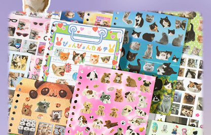 Cute Pets Theme Sticker Book 30 Sheets/Bag with Ring Binding for Scrapbooking DIY Collage Material Background Decoration