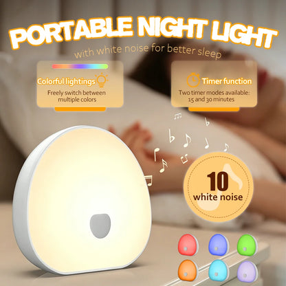 New White Noise Night Light with 7 Color Ambient Lights and 10 Soothing White Noise Sounds for Christmas Gift Bedroom Use