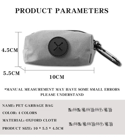 Canvas Dog Poop Bag Holder, Outdoor Pet Waste Bag Dispenser with Carabiner Clip, Animal Waste Collection Pouch