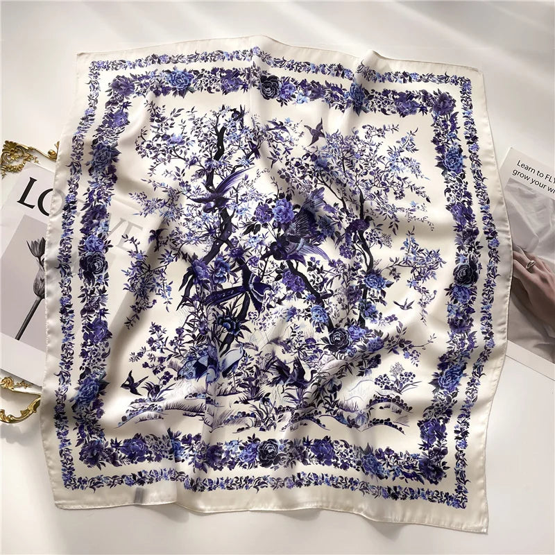 2025 New Fashion Luxury Printed Square Shawl Women 70x70cm Pashmina Silk Scarf Neck Headband Bandana