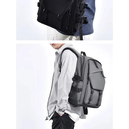 One 15 Inch Polyester Waterproof Solid Color Simple Men's Backpack Fashion Couple Student Computer Backpack