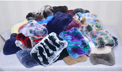 Women Handmade Stretch 100% Real Rabbit Fur Scarf Knit Genuine Rex Rabbit Fur Headbands Girls Natural Rabbit Fur Ring Scarves