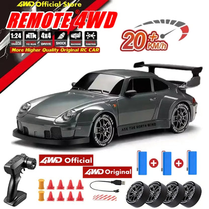 4WD Remote Control Drift Car Full Size 1:24 Mini Remote Control Racing Car Model 2.4G Radio High Speed 4X4 RC Car Vehicle Toy