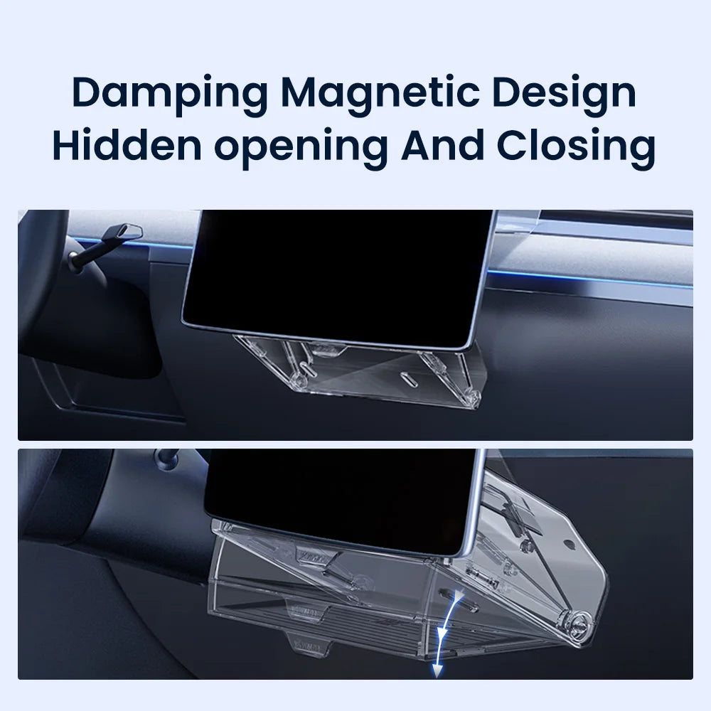 YZ For New Tesla Highland Model 3 Y Juniper Tray Magnetic Under Screen Fold Storage Box ETC Screen Storage Box Accessories