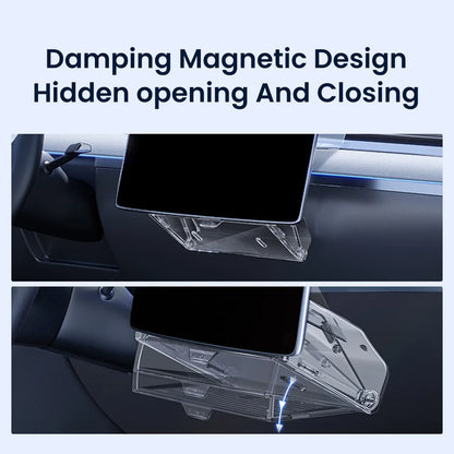 YZ For New Tesla Highland Model 3 Y Juniper Tray Magnetic Under Screen Fold Storage Box ETC Screen Storage Box Accessories