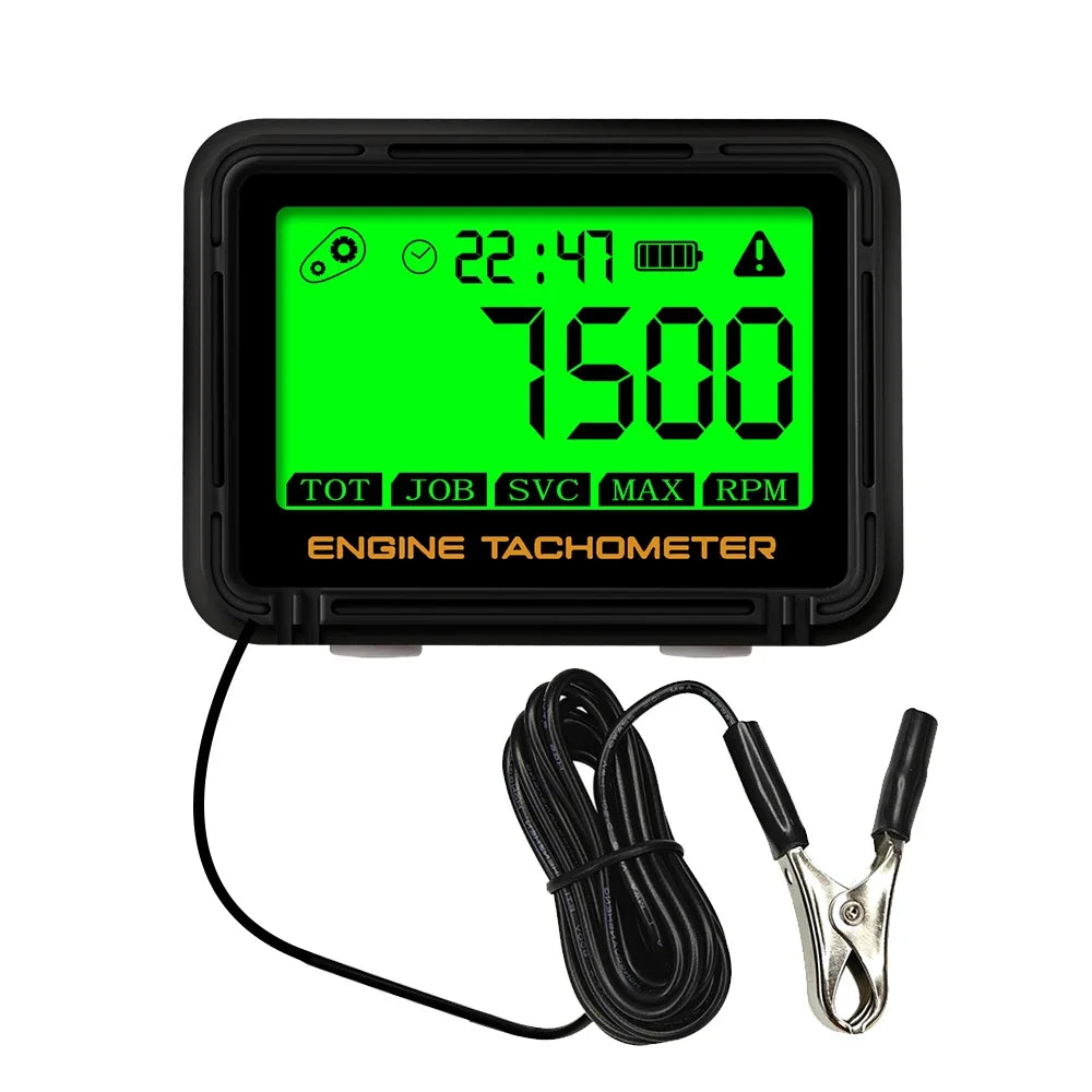 Motorcycle Inductive Digital Tachometer SVC TOT JOB Engine Hour Meter Gauge Backlight Resettable RPM for Moto Lawn Mower