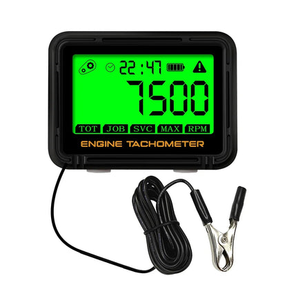 Motorcycle Inductive Digital Tachometer SVC TOT JOB Engine Hour Meter Gauge Backlight Resettable RPM for Moto Lawn Mower