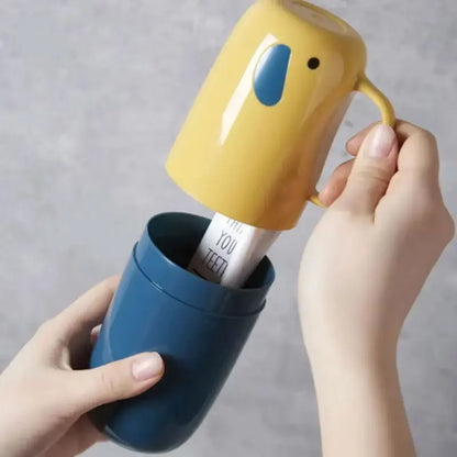 Cartoon Cup Lid Integrated Toothbrush Box Travel Portable Elephant Toothpaste Toothbrush Holder Student Dormitory Holder