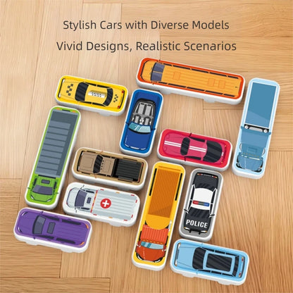 Children's educational puzzle game for logical thinking and concentration, parking lot with moving vehicles and maze toys