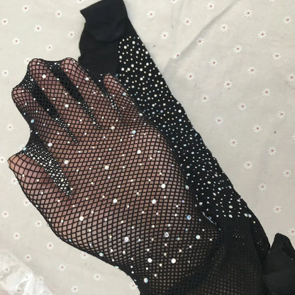 Child Fish Net Rhinestone Stretchy Tight Performance Costume Fishnet Legging Princess Baby Girls Shining Diamonds Mesh Pantyhose