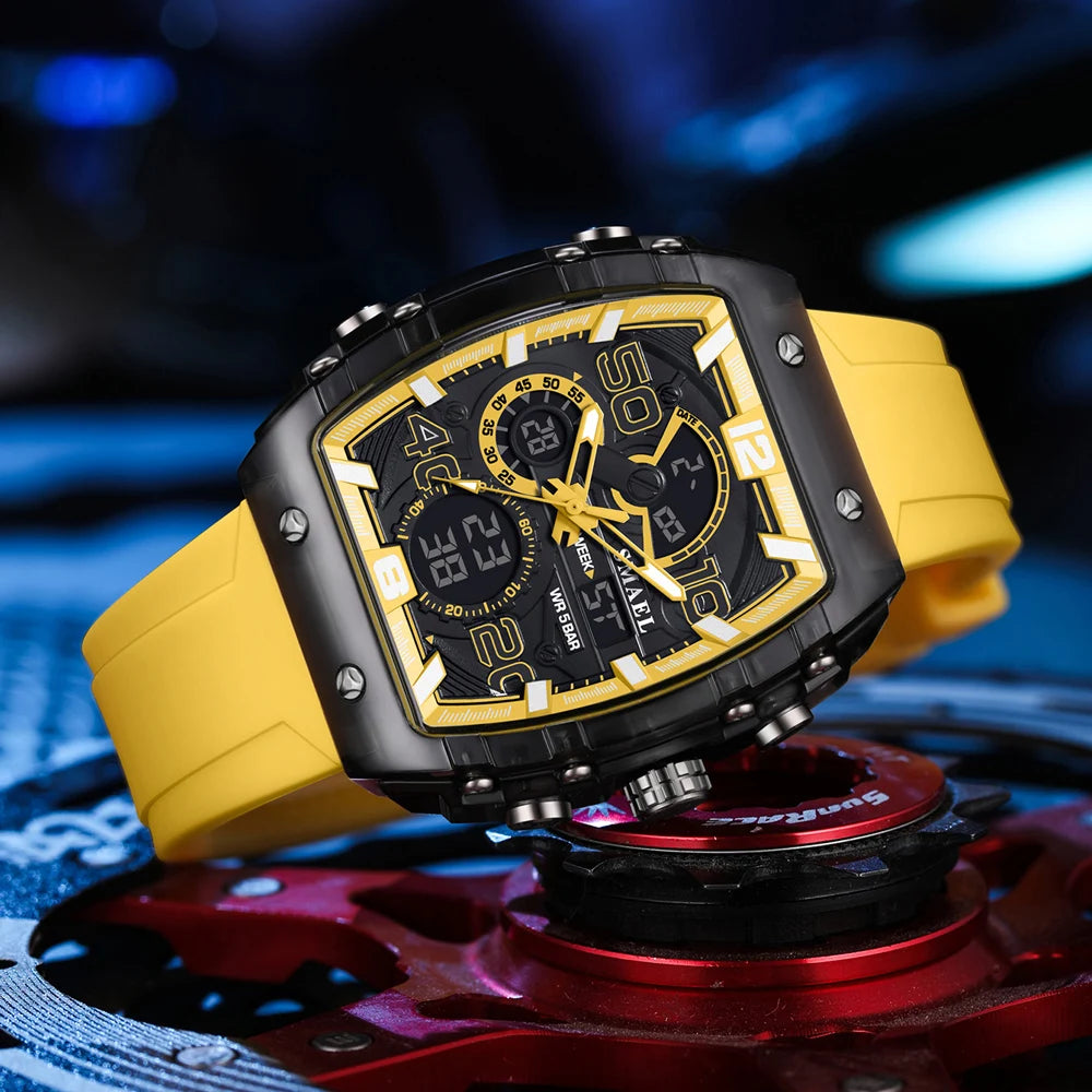 SMAEL 8109 Digital Watch Men Outdoor Sport 5ATM Waterproof LCD Electronic Male Quartz Watches for Men's Chronograph Wristwatch