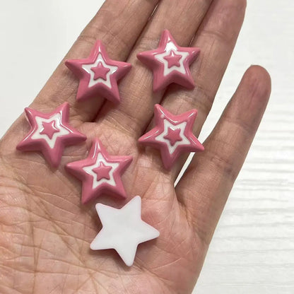 10Pcs Kawaii Hot Sweet Red Pink Large Glossy Lip Soild Color Lipstick Star Love Heart Resin Art Charms Decor Diy Junk Phone Case