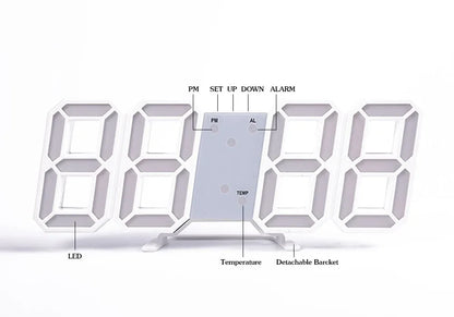 Table 3D LED Digital Alarm Clock Wall Clock Time/Date/Temperature for Home Kitchen Offices Clock Decoration Garden Clocks